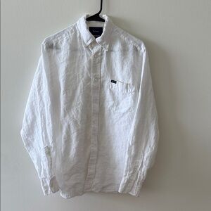 Faconnable Linen Shirt Classic White Button-Down Size S